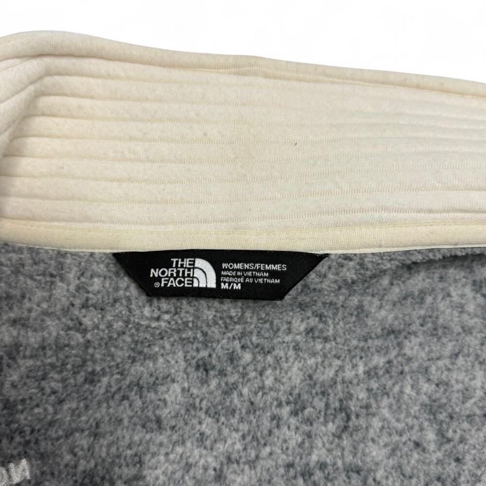 The North Face Cream Gray Knit Fleece Full Zip Jacket Womens Medium - Picture 4 of 8